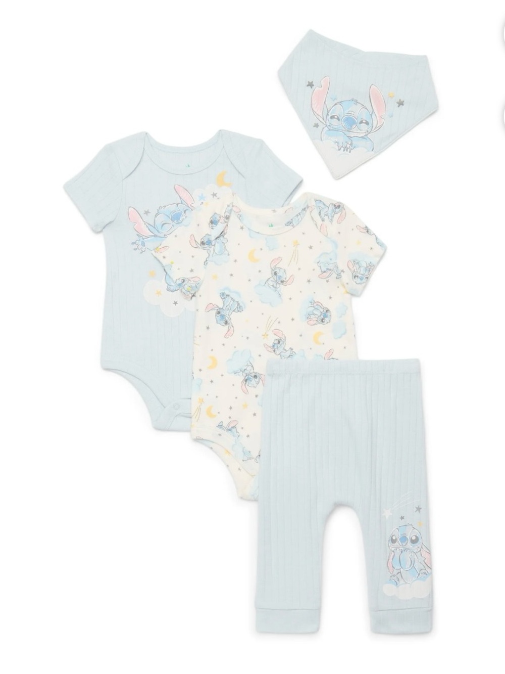 Disney Baby Lilo & Stitch 4 Piece Layette Set 3-6M Blue NWT